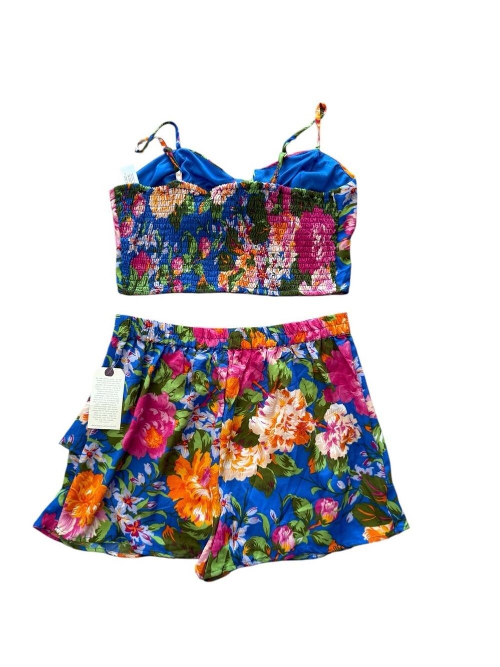 Lottie & Holly BOG Collective Size L Blue Pink Floral Two Piece Set NWT - Picture 4 of 9
